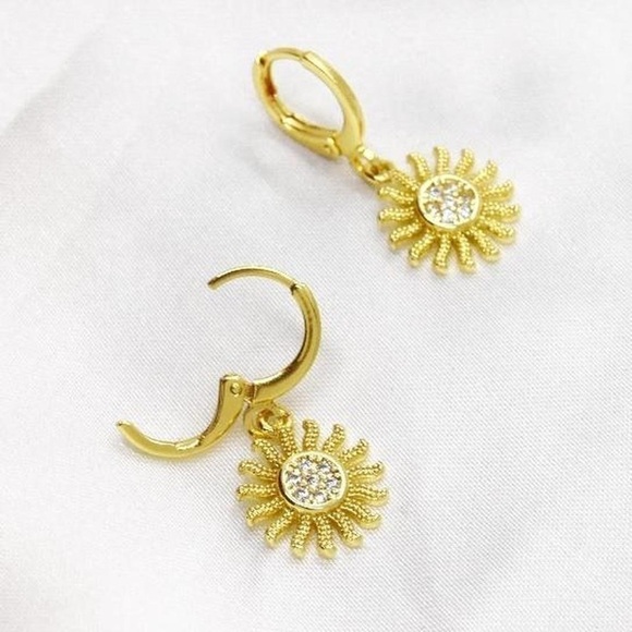 Gold Sun Hoops - Picture 2 of 4